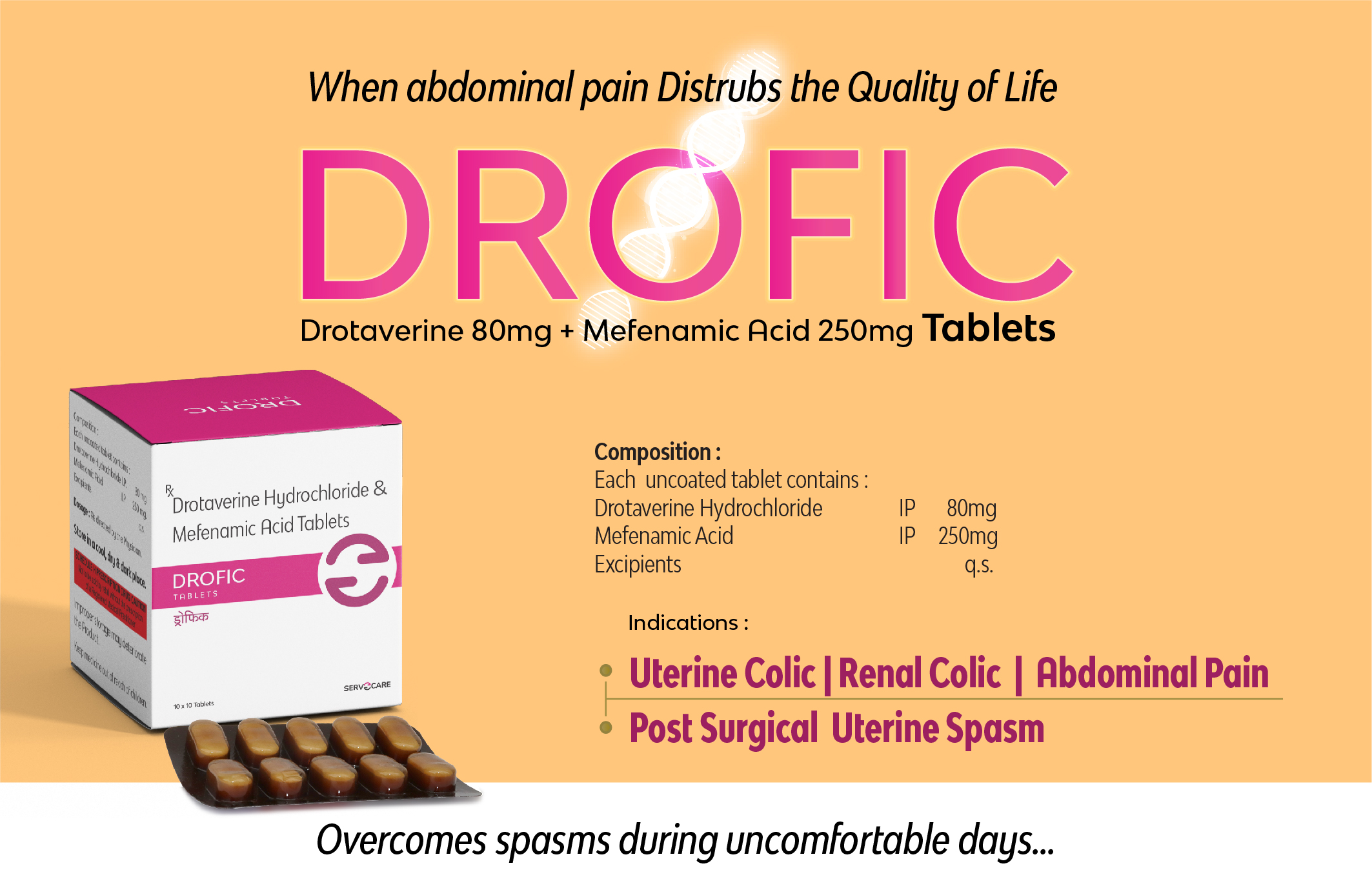 Drotaverine Mefenamic Acid Tablets, Treatment: menstrual cramps