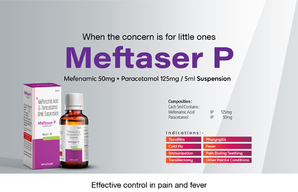 Mefanamic 50mg + Paracetamol 125mg / 5ml Oral Suspension